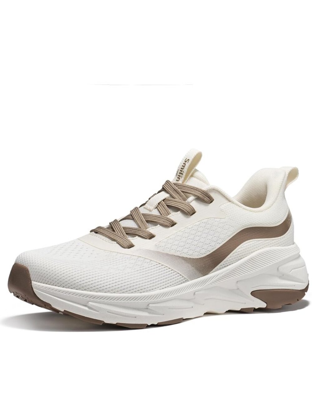 Women's Brown Wide Width Arch Support Cushioned Lace Up Athletic Sneakers